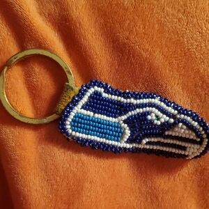 Handmade Beaded Seahawks Keychain